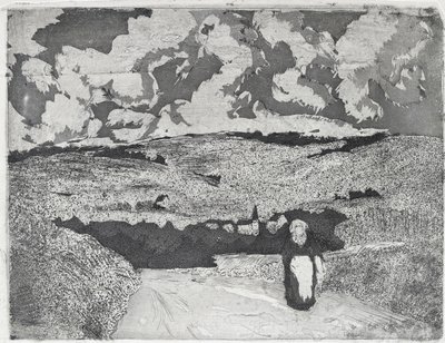 Yoldaki Kadın, 1879 (aquatint ve drypoint) by Camille Jacob Pissarro